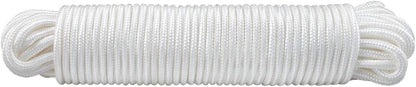 Nylon Rope - 100 Ft White Nylon String, 1/4 Inch Solid Braided Rope, Thick Washing Line for Multi-Purpose Tie V1258-DP02-B-3503