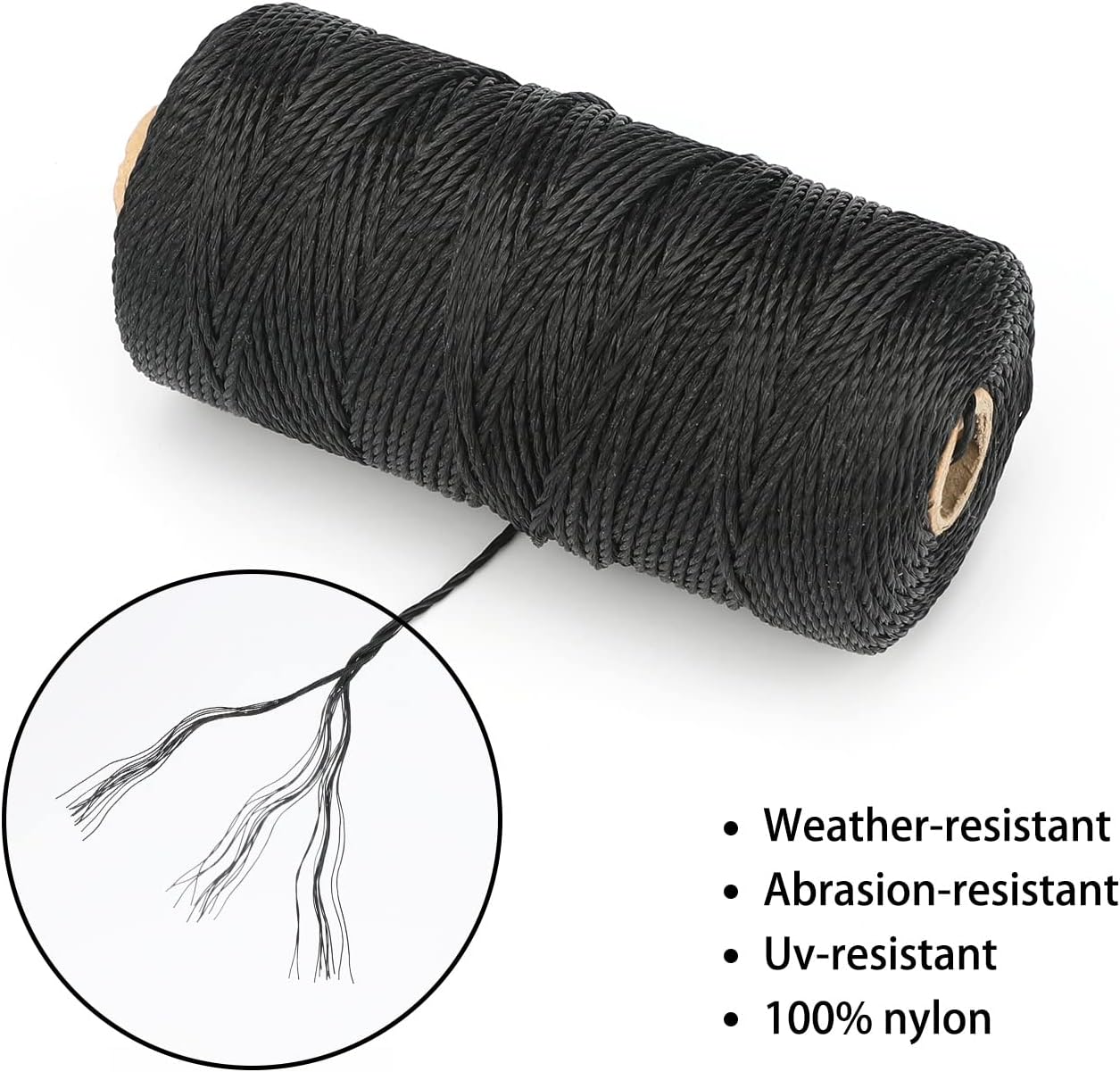 426 Feet Black Nylon Twine #36 Mason Nylon String Line, Gardening Nylon String, Durable Twisted Construction V1258-DP02-B-3504