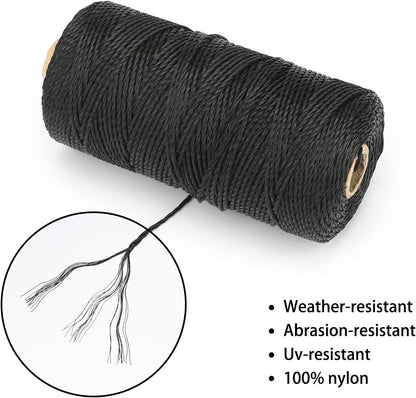 426 Feet Black Nylon Twine #36 Mason Nylon String Line, Gardening Nylon String, Durable Twisted Construction V1258-DP02-B-3504