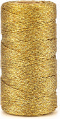 328 Feet Gold String Twine - 1.5mm Metallic Ornament Thread Gift Wrapping - Inelastic Macrame Glitter Gold V1258-DP02-B-3505