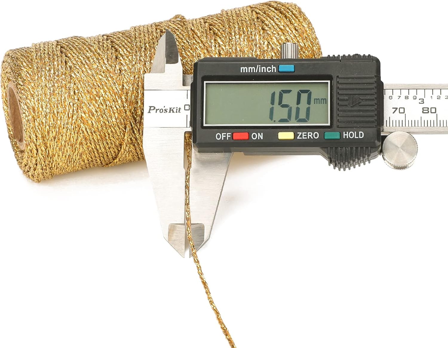328 Feet Gold String Twine - 1.5mm Metallic Ornament Thread Gift Wrapping - Inelastic Macrame Glitter Gold V1258-DP02-B-3505