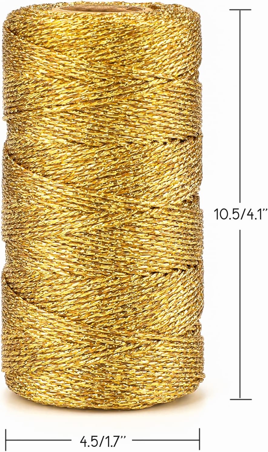 328 Feet Gold String Twine - 1.5mm Metallic Ornament Thread Gift Wrapping - Inelastic Macrame Glitter Gold V1258-DP02-B-3505