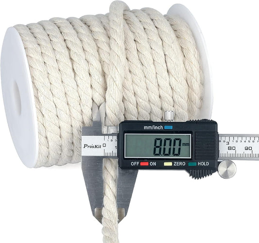 1/3 Inch Nautical Cotton Rope Crafts, 8mm x 65Feet Clothes line Rope for Outdoor,3 Ply White Rope Cord V1258-DP02-B-3507