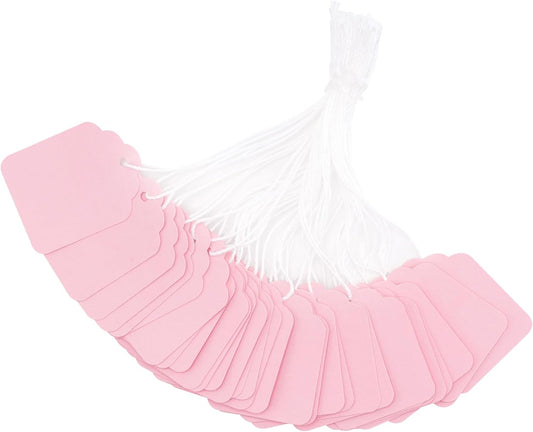 200Pcs Blank Tags with String Attached - Pink Price Tags, 1.8x1.4Inch Clothing Tag for Business Selling, V1258-DP02-B-3508