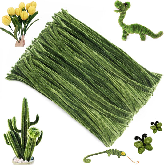 200Pcs Christmas Green Pipe Cleaners - Crafting Pipe Cleaners Chenille Stems, 12 Inch Home Arts Chenille V1258-DP02-B-3510