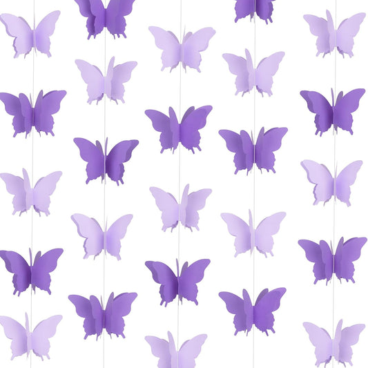 Butterfly Hanging Garlands - 3D Purple Paper Butterflies, 4 Packs - Birthday Decorations for Baby Showers, V1258-DP02-B-3512
