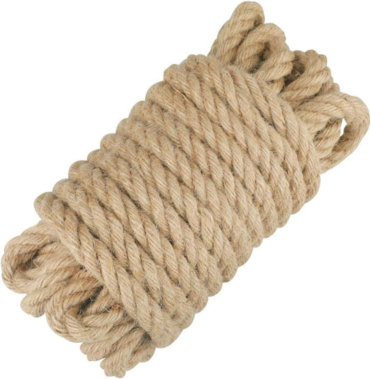 Jute Rope - 1/2 inch, 33 Feet x 12mm Thick, Heavy Duty Strong, Natural, for Crafts, Cat Scratching Post, V1258-DP02-B-3515