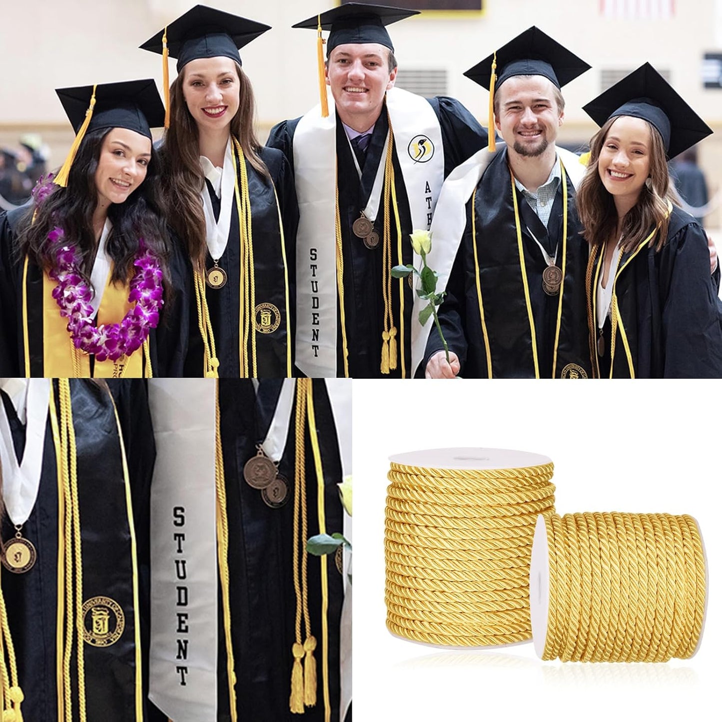 White Twine String and Gold Rope V1258-DP02-B-3525