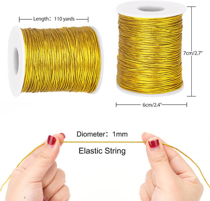 White Twine String and Gold Elastic Cord V1258-DP02-B-3526