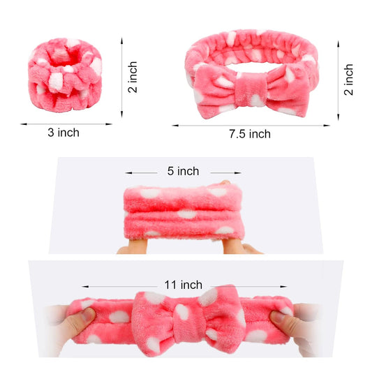 6 Pcs Face Wash Headband Wristband Set,Spa Headband Makeup Skincare Headbands Wrist Bands Scrunchies V1258-DP02-B-3534