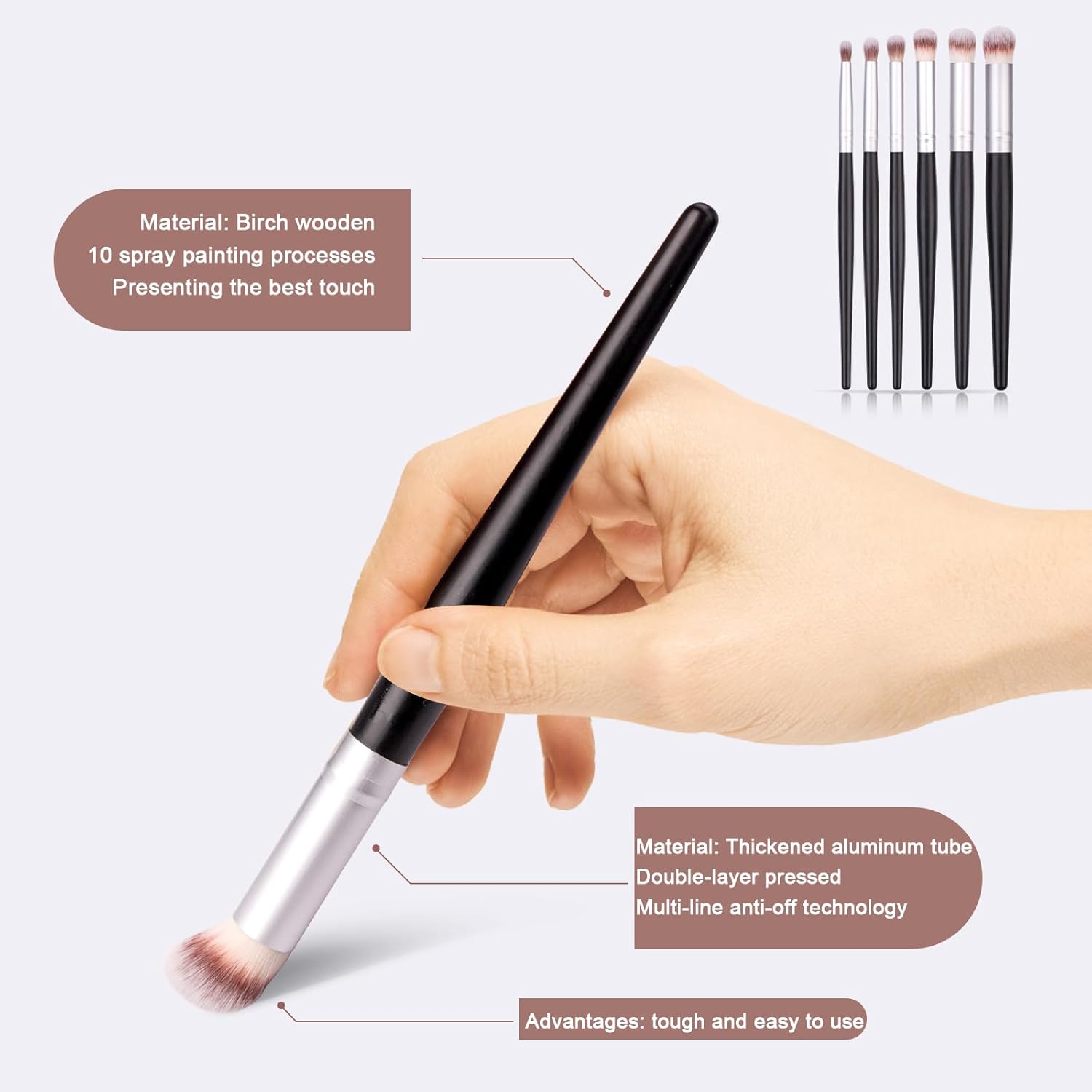 Drybrush Set - Premium Art Paintbrush Set for Miniatures, Ideal for Detailing - 6 Different Sizes V1258-DP02-B-3535