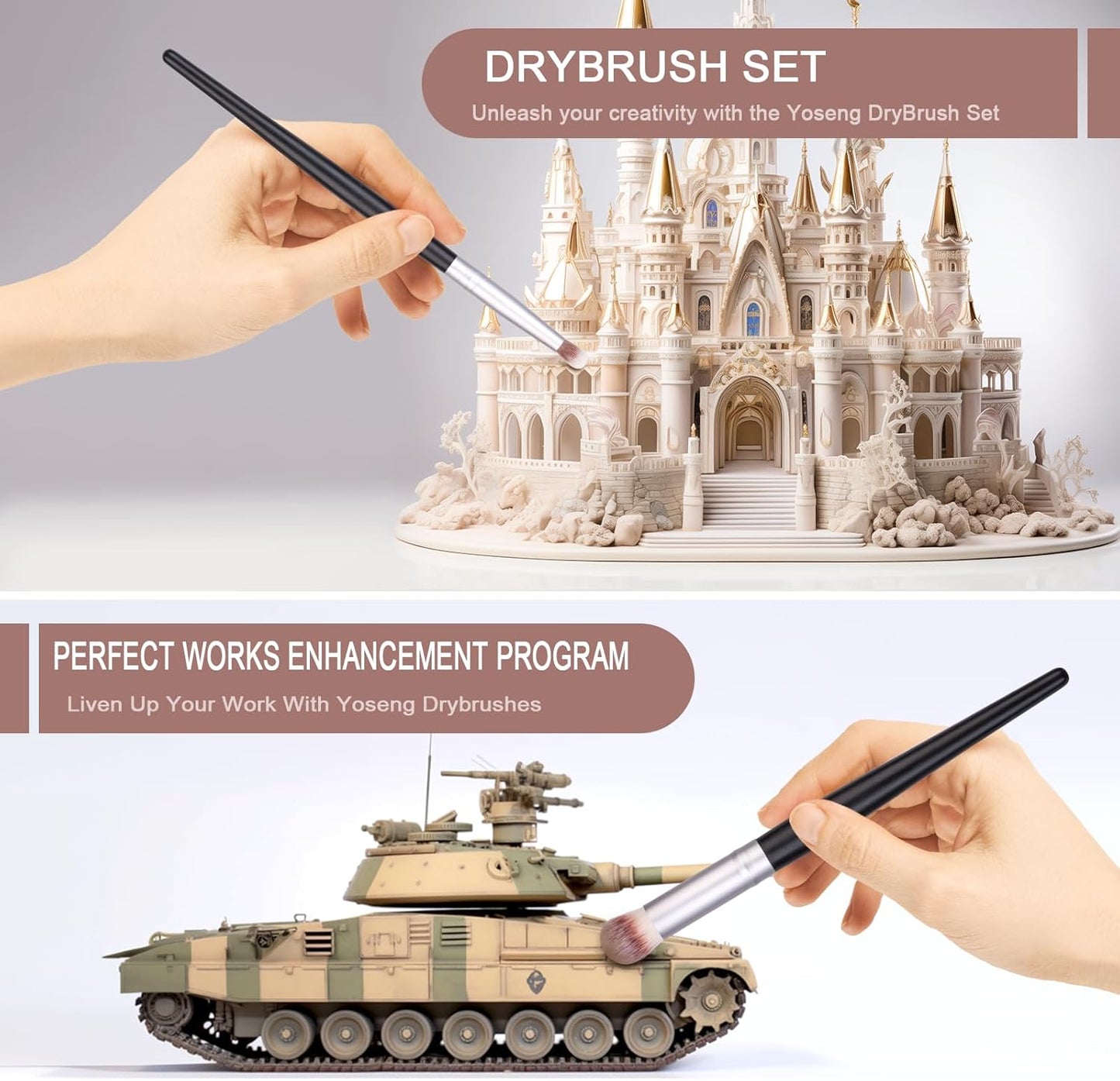 Drybrush Set - Premium Art Paintbrush Set for Miniatures, Ideal for Detailing - 6 Different Sizes V1258-DP02-B-3535