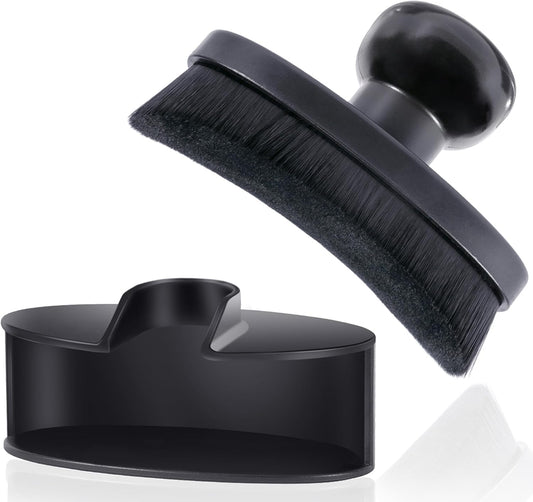 Tire Shine Brush - Curved Brush Head & Large 3.8'' Tire Dressing Applicator with Storage Stand for Automotive V1258-DP02-B-3537