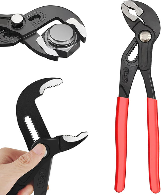 Adjustable Water Pump Pliers 10" Groove Joint Pliers V-Jaw Quick Adjust Tongue and Groove Pliers with V1258-DP02-B-3547