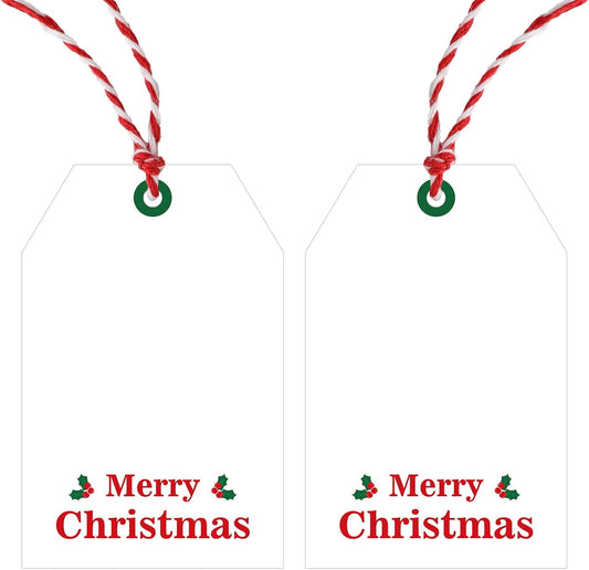 Christmas Gift Tags with String - 50Pcs Holly Merry Christmas Tags for Gifts Xmas Gift Tag Happy Holidays V1258-DP02-B-355