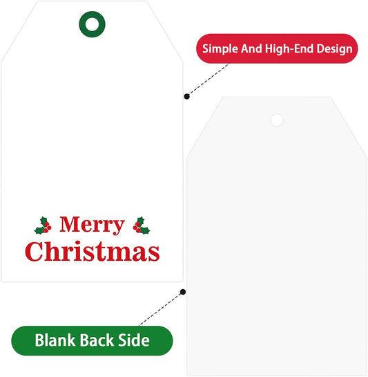 Christmas Gift Tags with String - 50Pcs Holly Merry Christmas Tags for Gifts Xmas Gift Tag Happy Holidays V1258-DP02-B-355