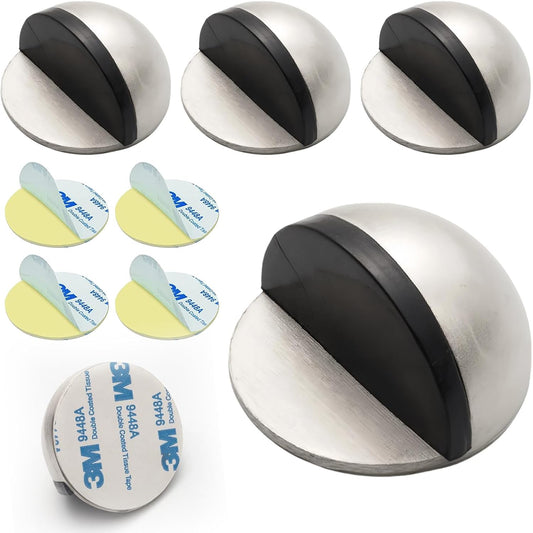 Drill-Free Floor Mounted Door Stoppers 3M Adhesive Self Adhesive Door Stoppers with Black Rubber Bumper Tips V1258-DP02-B-3559