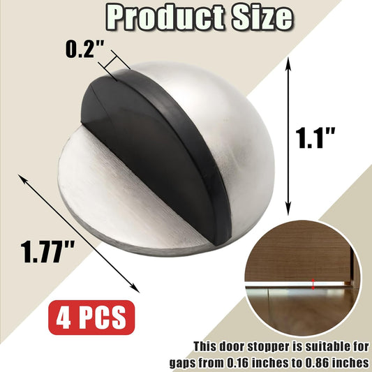 Drill-Free Floor Mounted Door Stoppers 3M Adhesive Self Adhesive Door Stoppers with Black Rubber Bumper Tips V1258-DP02-B-3559