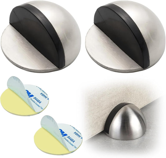 Drill-Free Floor Mounted Door Stoppers 3M Adhesive Self Adhesive Door Stoppers with Black Rubber Bumper Tips V1258-DP02-B-3563