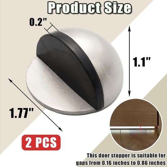Drill-Free Floor Mounted Door Stoppers 3M Adhesive Self Adhesive Door Stoppers with Black Rubber Bumper Tips V1258-DP02-B-3563