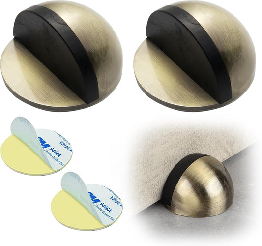 Drill-Free Floor Mounted Door Stoppers 3M Adhesive Self Adhesive Door Stoppers with Black Rubber Bumper Tips V1258-DP02-B-3564