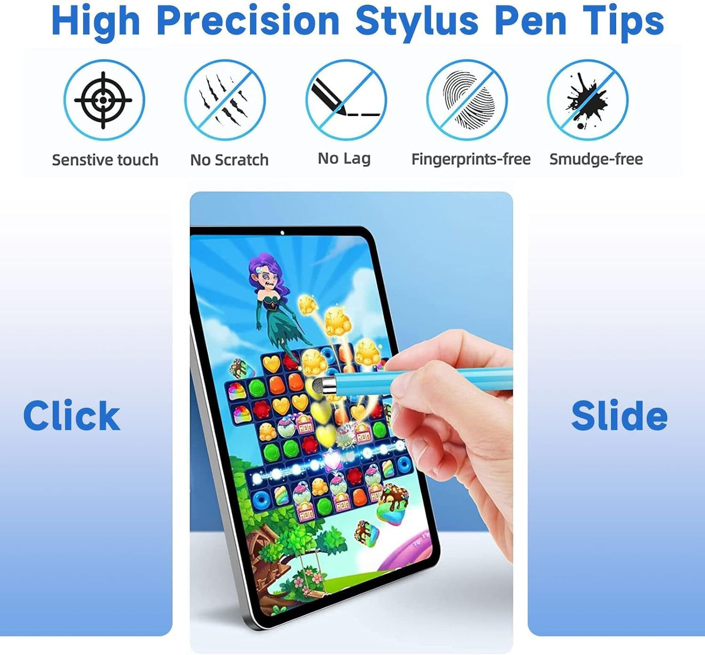 Mesh Fiber Tips (10 Pack) Stylus Pen Replacement Tips Suitable for capacitive Touch Screen,High Sensitivity, V1258-DP02-B-3567