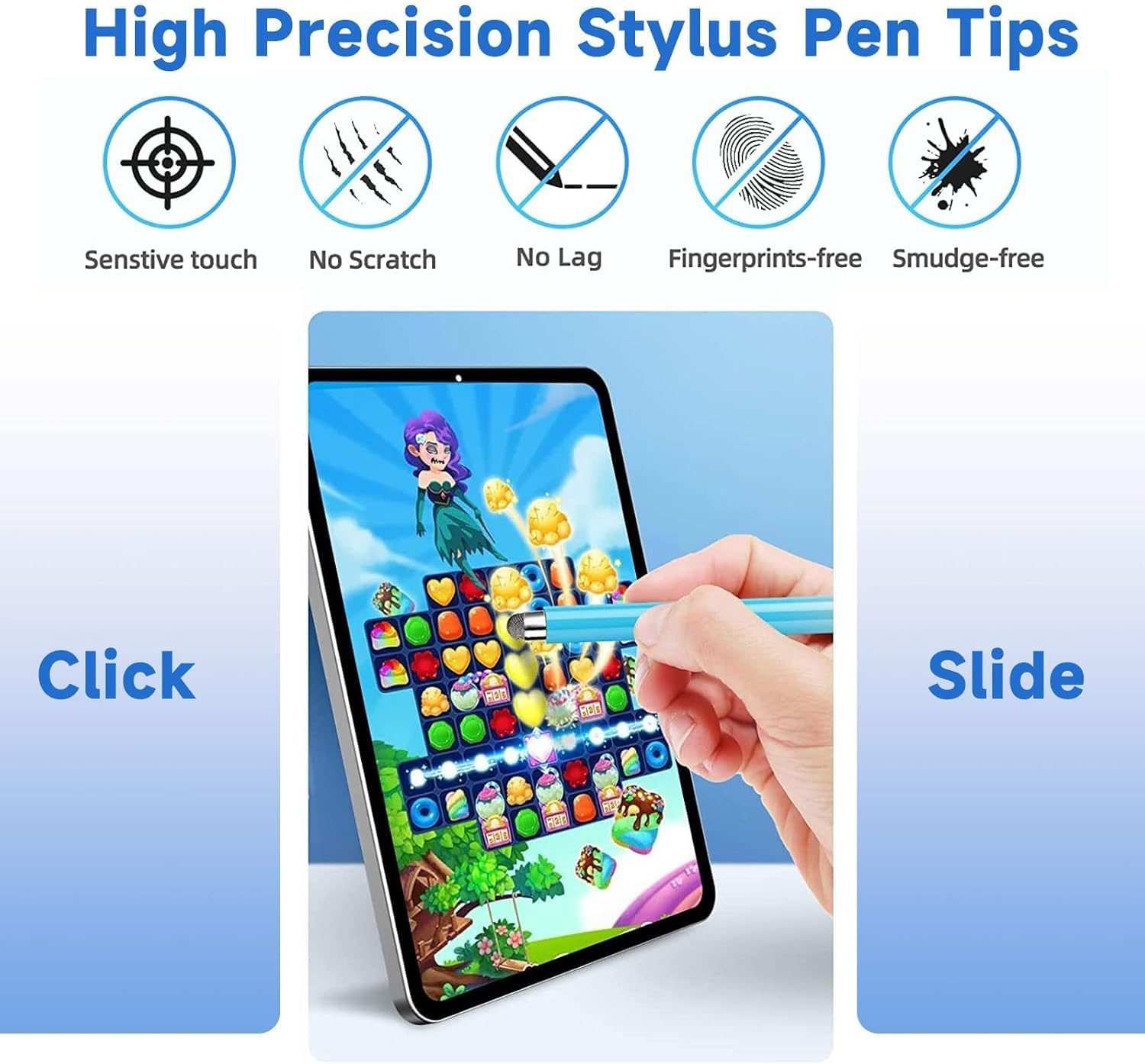 Mesh Fiber Tips (10 Pack) Stylus Pen Replacement Tips Suitable for capacitive Touch Screen,High Sensitivity, V1258-DP02-B-3567