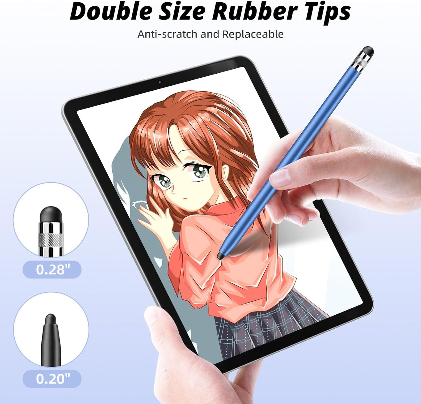 Rubber Tips for Stylus Pens (15 Pair, 0.2'' & 0.28'') Replacement nibs for Touch Screen Pen,Soft,No V1258-DP02-B-3568