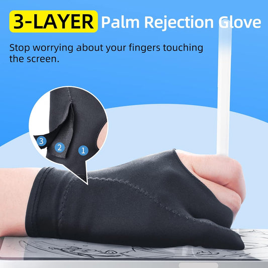 [Palm Rejection] Artist Drawing Glove 4 Pack iPad Gloves for Touch Screen PC Graphics Tablet Left and Right V1258-DP02-B-3569