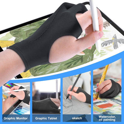 [Palm Rejection] Artist Drawing Glove 4 Pack iPad Gloves for Touch Screen PC Graphics Tablet Left and Right V1258-DP02-B-3569