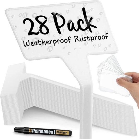28 Pack Outdoor Plant Label, Large Waterproof Plastic Plant T-Type Tags, Durable Nursery Garden Markers, V1258-DP02-B-3572