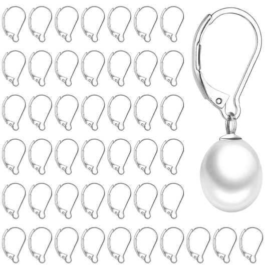 50pcs Stainless Steel Lever Back Earring Clasps, leverback French Earring Hooks, Hypoallergenic Ear Wire V1258-DP02-B-3573