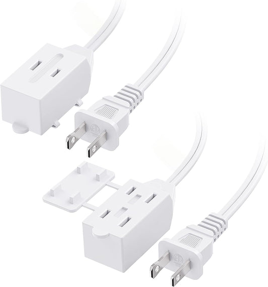 [ETL Listed] 2-Pack 16 AWG 2 Prong Extension Cord 6 ft, 13A 3-Outlet Extension Cords with Tamper Guard, 13 V1258-DP02-B-3576