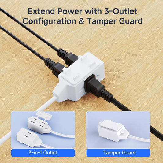 [ETL Listed] 2-Pack 16 AWG 2 Prong Extension Cord 6 ft, 13A 3-Outlet Extension Cords with Tamper Guard, 13 V1258-DP02-B-3576