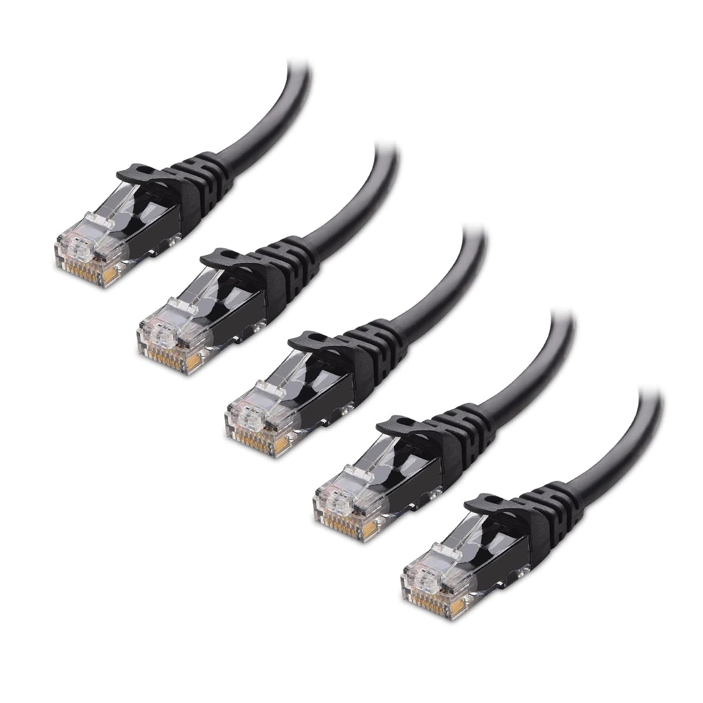 10Gbps 5-Pack Snagless Short Cat 6 Ethernet Cable - 3ft, Cat 6 Cable, Cat6 Cord, Ethernet Cord, Black V1258-DP02-B-3577