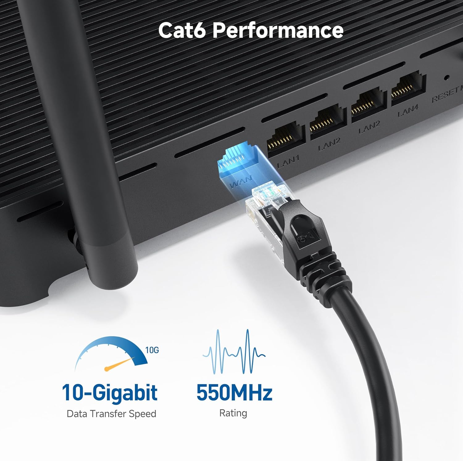 10Gbps 5-Pack Snagless Short Cat 6 Ethernet Cable - 3ft, Cat 6 Cable, Cat6 Cord, Ethernet Cord, Black V1258-DP02-B-3577
