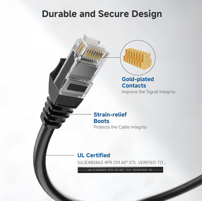 10Gbps 5-Pack Snagless Short Cat 6 Ethernet Cable - 3ft, Cat 6 Cable, Cat6 Cord, Ethernet Cord, Black V1258-DP02-B-3577