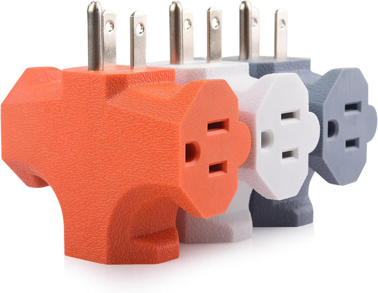 [ETL Listed] 3-Pack 3 Way Plug Adapter 15A 1875W, 3 Prong 3 Outlet Adapter, Power Splitter Plug Outlet, 3 Way V1258-DP02-B-3579