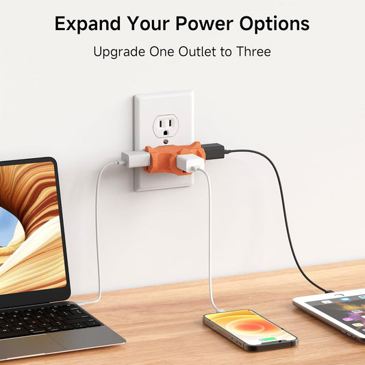 [ETL Listed] 3-Pack 3 Way Plug Adapter 15A 1875W, 3 Prong 3 Outlet Adapter, Power Splitter Plug Outlet, 3 Way V1258-DP02-B-3579
