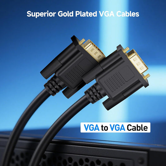 VGA Cable with Ferrites - 10ft, VGA Cord for Computer Monitor, Monitor Cable Male to Male V1258-DP02-B-3582