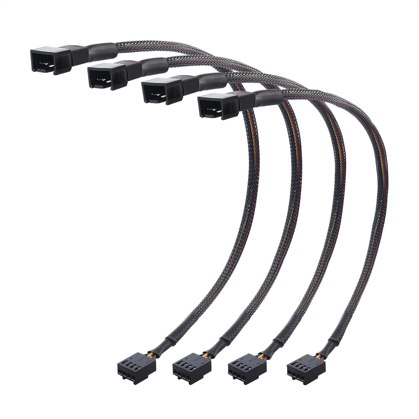 4-Pack, PWM 4 Pin Fan Extension Cable - 12 inches, PC Fan Extension Cable V1258-DP02-B-3585