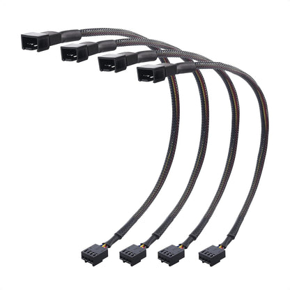 4-Pack, PWM 4 Pin Fan Extension Cable - 12 inches, PC Fan Extension Cable V1258-DP02-B-3585