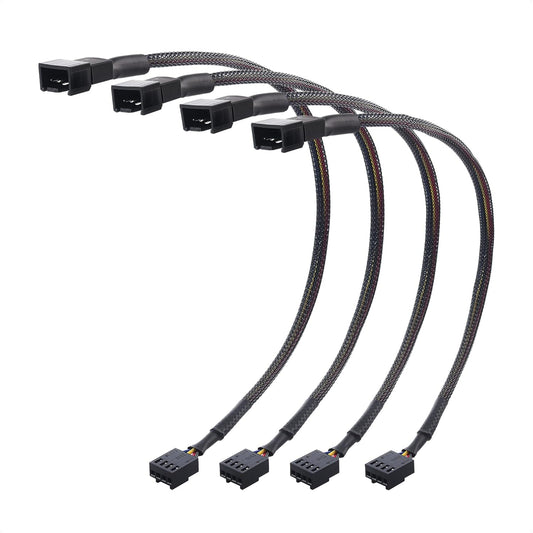 4-Pack, PWM 4 Pin Fan Extension Cable - 12 inches, PC Fan Extension Cable V1258-DP02-B-3585