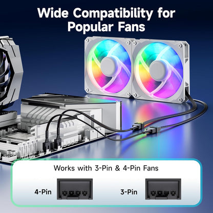 4-Pack, PWM 4 Pin Fan Extension Cable - 12 inches, PC Fan Extension Cable V1258-DP02-B-3585
