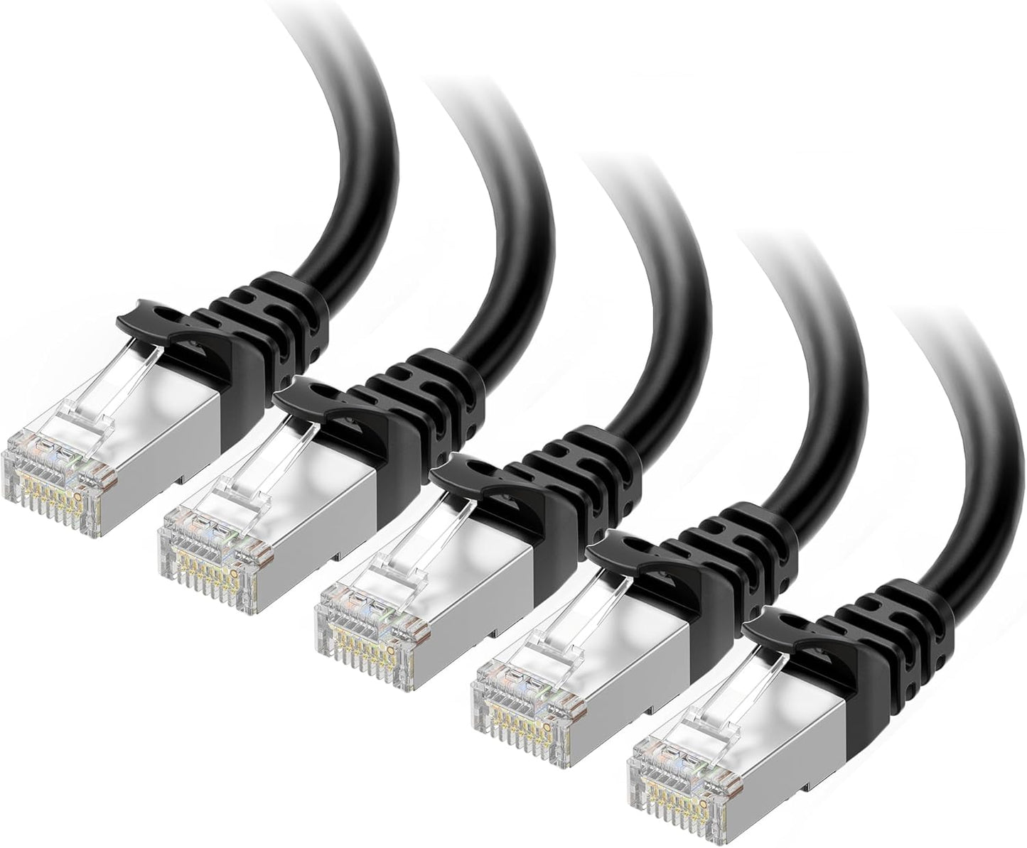 10Gbps 5-Pack Snagless Short Shielded Cat 6A Ethernet Cable - 3ft, Cat 6A Cable, Cat6A Cord, Ethernet Cord, V1258-DP02-B-3586