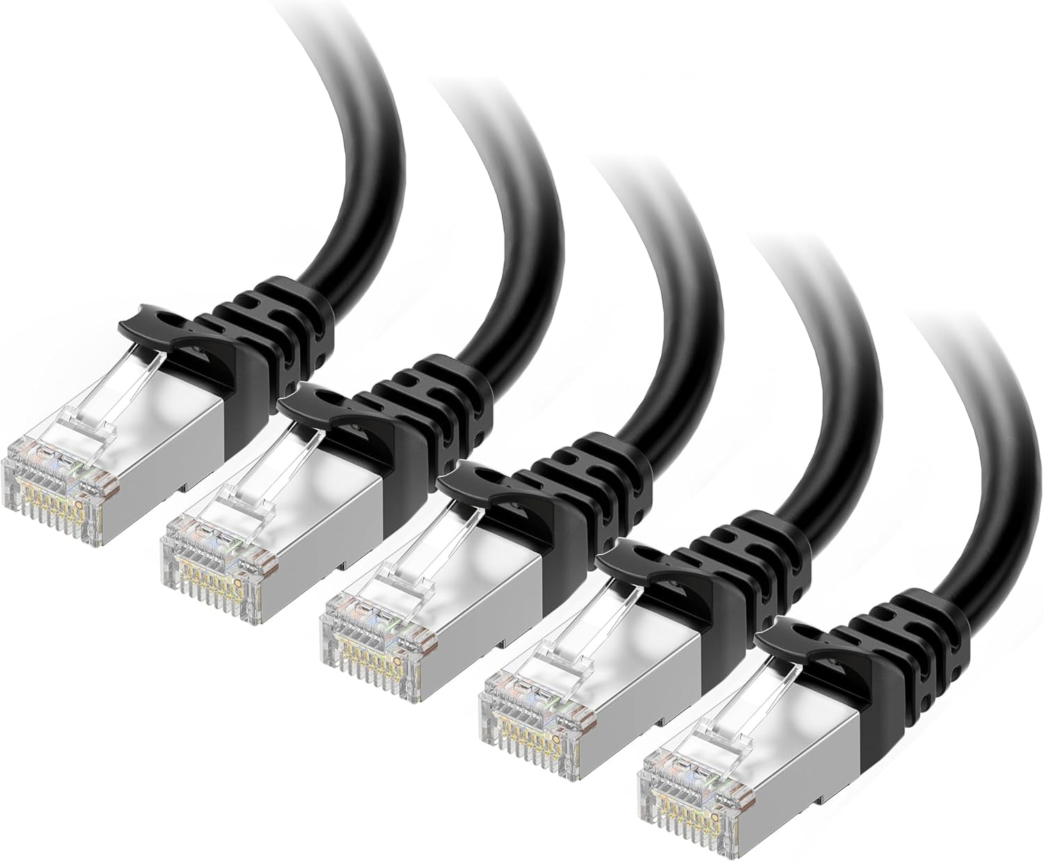 10Gbps 5-Pack Snagless Short Shielded Cat 6A Ethernet Cable - 3ft, Cat 6A Cable, Cat6A Cord, Ethernet Cord, V1258-DP02-B-3586