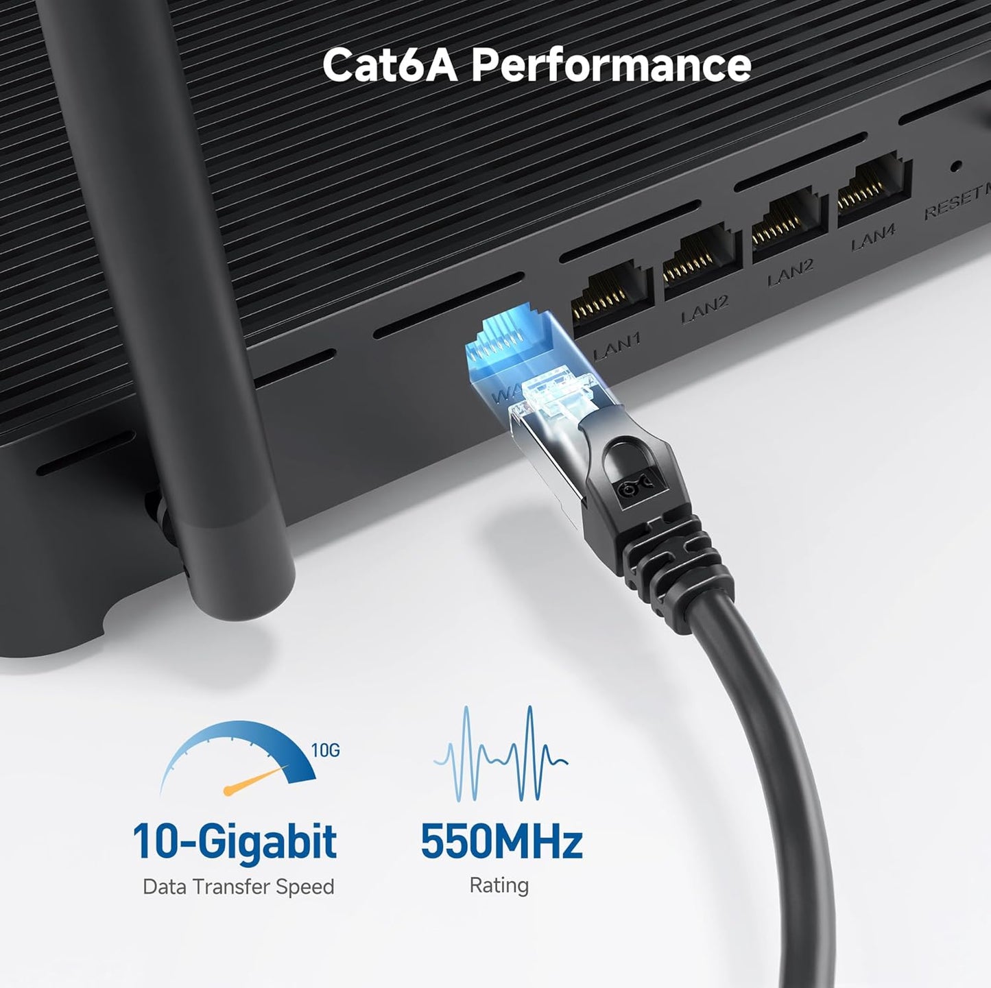 10Gbps 5-Pack Snagless Short Shielded Cat 6A Ethernet Cable - 3ft, Cat 6A Cable, Cat6A Cord, Ethernet Cord, V1258-DP02-B-3586
