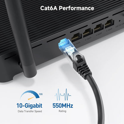 10Gbps 5-Pack Snagless Short Shielded Cat 6A Ethernet Cable - 3ft, Cat 6A Cable, Cat6A Cord, Ethernet Cord, V1258-DP02-B-3586
