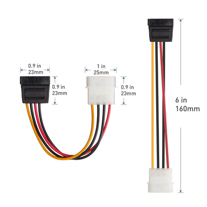 3-Pack 4 Pin Molex to SATA Power Cable (SATA to Molex) - 6 Inches V1258-DP02-B-3589