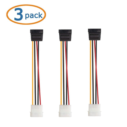3-Pack 4 Pin Molex to SATA Power Cable (SATA to Molex) - 6 Inches V1258-DP02-B-3589